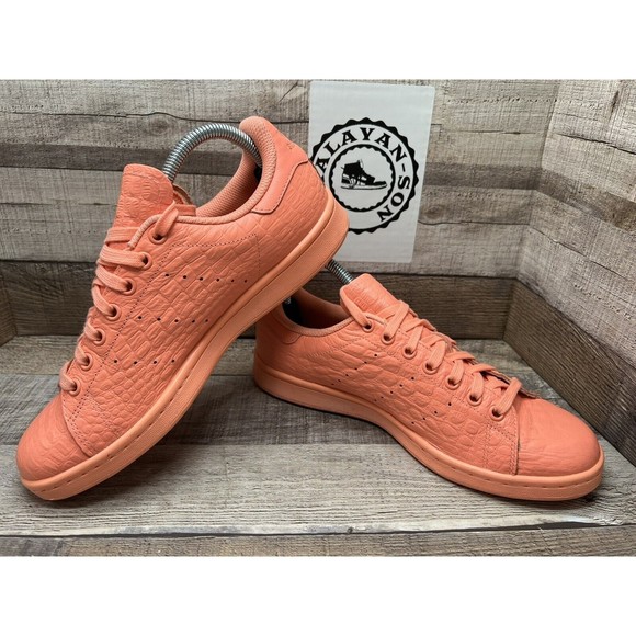 Adidas Stan Smith AQ6807 Peach Sun Glow Lace Up Trainer Women Size 8.5 Preowned - Picture 9 of 12